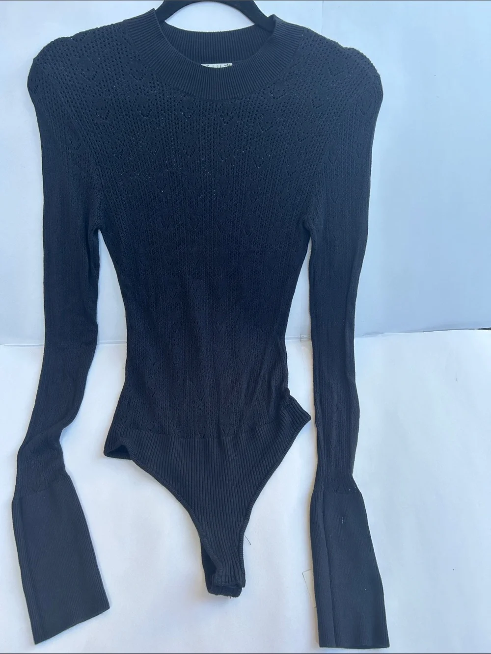 Free People Black Long-Sleeve Knit Bodysuit